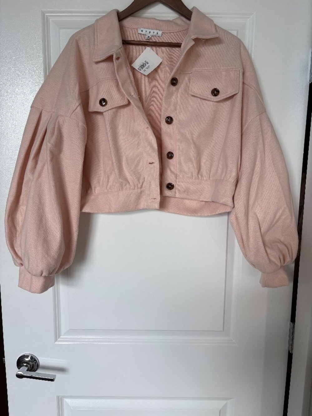Hyfve Blush Pink Cropped Balloon Sleeve